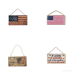 Independence Day pendant family festival party door wall decoration gift DIY craft wooden tag 5 style T500781
