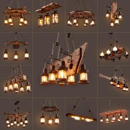Pendant Lamps American Retro Imitation Ship Wood Industrial Style Creative Restaurant Coffee Shop Bar Loft Nostalgic