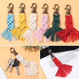 1PC Colourful Key Chains Tassel Macrame Keychain Cotton Rope Braided Handmade Pendant for Women Gift Jewellery Fashion G1019
