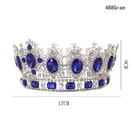 Couronne de mariée Reine Strass Cristaux Couronnes De Mariage Royal Pierre De Cristal Rouge Grand Or Bandeau Cheveux Studio Moulage Diadèmes De Fête270m