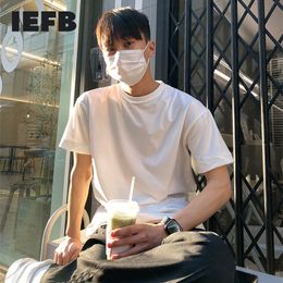 IEFB Summer Korean Style Loose White T-shirts For Men Solid Colour Basic Short Sleeve Causal Loose Tee Tops 9Y7340 210524