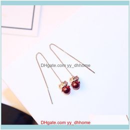 & Chandelier Jewelryeuropean Exquisite Owl Red Beads Tassel Dangle For Women S925 Sier Needle Thin Face Earrings Fashion Cute Jewelry Gift D