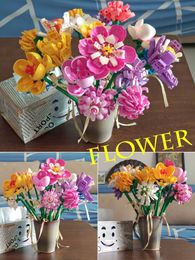 SEMBO Creative Ideas Romantic Bouquet Flower Building Blocks MOC Garden Plant Assembly Bricks For Girls Friends Birthday Gift Q0823