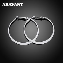 Silver Creole Circle Hoop Earrings Women Fashion Jewellery