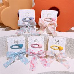 New Korea Sweet Girl Princess Floral Bow Hairpins Hair Accessories Fashion Simple Colourful Love Children's BB Clip Headdress