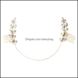 Other Jewelry Jewelryother Bridal Olive Branch Sides Hair Combs Rhinestone Leaves Headpiece Aessories For Wemen Girls Drop Delivery 2021 Qap