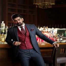 Trajes De Vino Rojo Gris Oferta Online | DHgate.com
