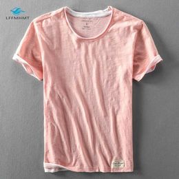 Men Summer Fashion Brand Japan Style Bamboo Cotton Solid Color Short Sleeve T-shirt Male Casual Simple Thin White Tee Tshirts Y0809