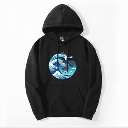 Demon Slayer japan anime Breath Of The Great Wave Fleece Hoodies Sweatshirts Streetwear Mens Hip Hop Casual Winter Pullover Tops H0909