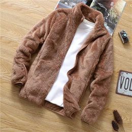 Coral fleece Warm Men's Coat Trend Shopping Winter Jackets Version Slim Casual Fleece Jacket Male Clothes 4xl 211126