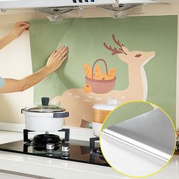 Kitchen Oil-proof Waterproof Stickers Foil Stove Cabinet Self Adhesive Wall Sticker Cartoons Decorative Wallpaper