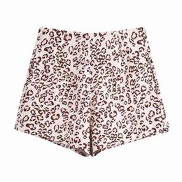 Streetwear Women Leopard Print Shorts Summer Fashion Ladies Khaki High Waist Zipper Causal Female Chic Clothes 210527