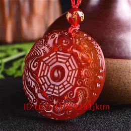 Agate Dragon Phoenix Jadeite Red Natural Charm Pendant Men for Chinese Necklace Carved Women Amulet Gifts Jewelry Jade Fashion