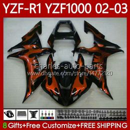OEM Bodys For YAMAHA YZF R 1 1000 Orange flames CC YZF-1000 YZF-R1 2002 2003 2000 2001 Bodywork 90No.88 YZF R1 1000CC 2000-2003 YZF1000 YZFR1 02 03 00 01 Motorcycle Fairing