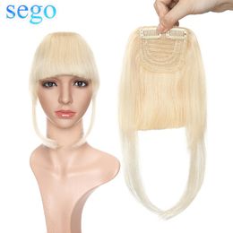 SEGO 23G 2 Clips In Straight Remy Human Blunt Sweeping Side Bangs 100% Real Fringe Hair Pure Colour 1Piece
