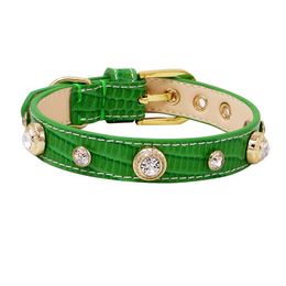 Dog Collars & Leashes Leather Collar Small Puppy Dogs Cats Bling Diamond High-end Fashion Design Pet Chain Red Black Green Many Colours