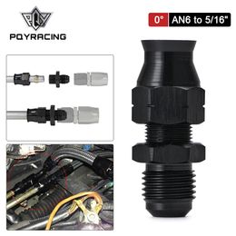 1 Piece Straight 6AN Male Flare to 5/16" (OD 8mm) Tube Hose Fitting Adapter Fuel Hard Line Pipe Aluminum Black Anodized PQY-AN6-0516-BK