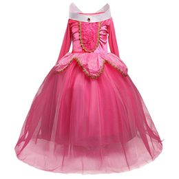 Girls Princess Dress Cosplay Costume Children Kids For Party Sleeveless Pink