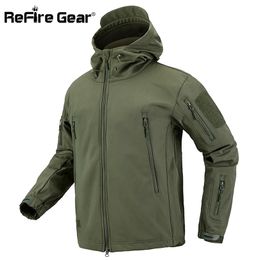 ReFire Gear Camouflage Military Jacket Men Waterproof Soft Shell Tactical US Army Clothing Winter Fleece Coat Windbreaker 211214