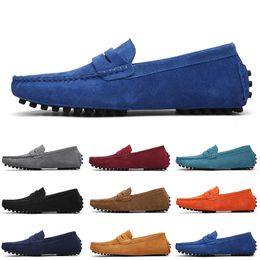 GAI Non-brand Men Casual Suede Shoes Black Light Blue Wine Red Grey Orange Green Brown Mens Slip on Lazy Leather Shoe 38-45