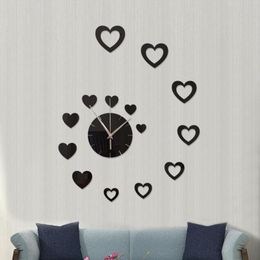 Home D\u00e9cor Clock Living Room Clock 10.5 Flamingo Heart Necks Large 10.5 Wall Clock Love Clock 3352