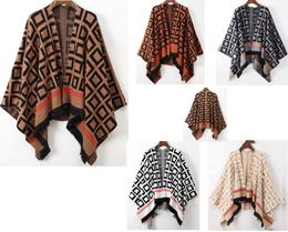 Designer Luxury New Clothes Womens Sweater Autumn Winter Cardigan With F Logo Women Thick Warm Plaid Poncho Wrap Plus Size Knitted Brand