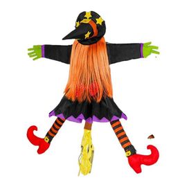 Crashing Witch Into Tree With Broom Climbing Witch Halloween Decoration Door Porch Tree Decoration Props Outdoor Halloween Q0811