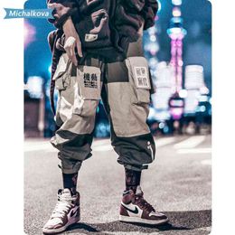 Men's clothing Patchwork Pockets Cargo Pants Men Harajuku Hip Hop Sweatpant Male Joggers Track Trousers Streetwear michalkova H1223