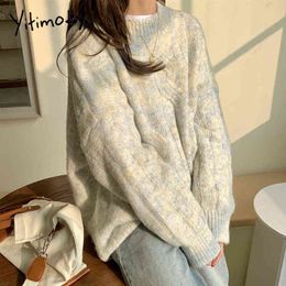 Yitimoky Winter Sweaters for Women Beige O-Neck Pullovers Plus Size Thick Knitted Long Sleeve Clothes Korean Fall Loose Top 211217