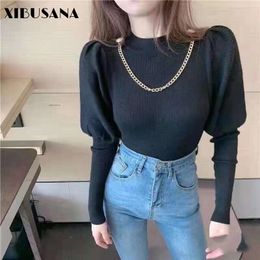 Women Knitted Shirts Sexy Spring Autumn Female Long Sleeve Casual Skinny Sweaters Elastic Knitting Pullover Tops 210423