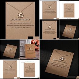 & Pendants Jewelry Drop Delivery 2021 Fashion Alloy Sun Shape Pendant Necklace With Letter Paper Card Gold Plated Necklaces Charm Chokers Cla