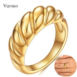 Women Weaving Twisted Gold Color Wedding Rings Stainless Steel Anillos Joyas De Mujer Jewelry Wholesale Drop Shipping X0715
