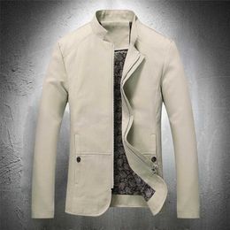 Blazer Jacket Men Spring Autumn Men Business Coat Work Coat Stand Collar Zipper Jacket Men Outwear Lightweight Coat Cotton 211103