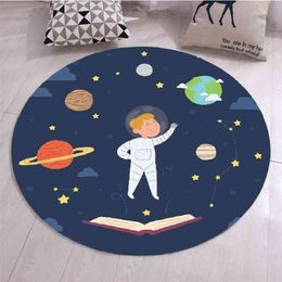 Round Rugs Baby Play Mat infant Crawling Pad Nursery Rugs Large Anti-slip Cartoon Kids Floor Mat Game Carpet Living Round Mat 210402