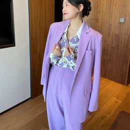 Spring Women Purple Loose Shoulder Suit Handsome Retro Design Sense Net Red Fashion Casual Xl Jacket 16F0959 210510