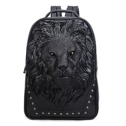 Whole factory mens shoulder bags street cool animal lion head men backpack waterproof wear-resistant leather handbag outdoor s295I