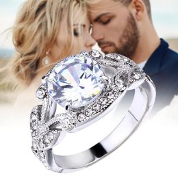 Princess Ring Rhinestone Jewellery Tree Leaf Engagement Inlaid Alloy Finger Decoration For Women LXH Wedding Rings