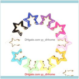 Earrings Jewelryfashion Rainbow Multicolor Enamel Star Clip Earring Inlaid Zircon Semicircle Cuff Gold Sier Colour Women Jewellery Hoop & Hie D