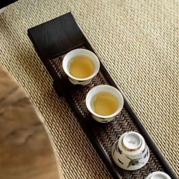 Kitchen Storage & Organization 1Pcs Paulownia Cup Holder Bamboo Teacup Mat Tea Tray Retro High Leg Table Set Wood