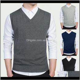 Vests Outerwear & Coats Clothing Apparel Drop Delivery 2021 Autumn Winter Mens Pullover Soft Solid Color Casual V Neck Knitted Sweater Men Sl