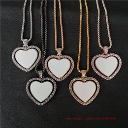 sublimation blank big heart photo necklaces pendants hot transfer printing Jewellery consumables factory price two sided printing