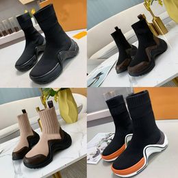-Новые женские носки обувь папочка для обуви дизайнерские кроссовки v Увеличение демпфирования кроссовки вакуумные дамы ботильонные сапоги шерстяные шить коричневый черный и апельсин с коробкой 35-40
