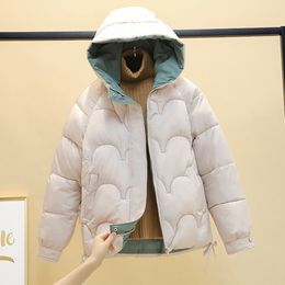 2022 Short Winter Jacket Parkas Coat Hooded Solid Autumn Coats Warm Puffer Jacket Women Clothing