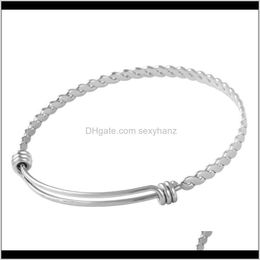 Bracelets Jewelry Drop Delivery 2021 Mjb0273 China Fashion Bangle, Twist Wire Bangle Bracelet,Custom Charm Bracelet, Stainless Steel Adjustab