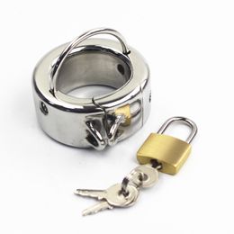 9 Sizes Cockrings Stainless Steel Scrotum Pendant Penis Lock Ring Chastity Cage Bondage Devices Ball Stretcher Testicle BDSM Sex Toys for Men BB-81