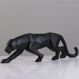 Leopard Statue Figurine Modern Abstract Geometric Style Resin Panther Animal Large Ornament Home Decoration Accessories 210811