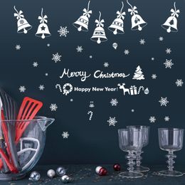 Merry Christmas bells DIY Vinyl Wall Stickers Glass window Home Decor Art Decals creative 3D Wallpaper decoration 210420