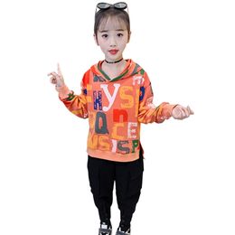 Clothes For Girls Hoodies + Pants Girl Pockets Big Spring Autumn Children's Sports Suit 210527