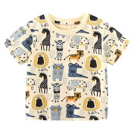 Summer 2 3 4 5 6 8 10 Years Children'S Clothing Cotton Tees Kids Cartoon Full Print Animal Short Sleeve T-Shirt For Boy 210529