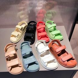 Candy Colors PVC Platform Sandals Women Punk Style Open Toe Past Button Flat Summer Casual Beach Shoes Mujer